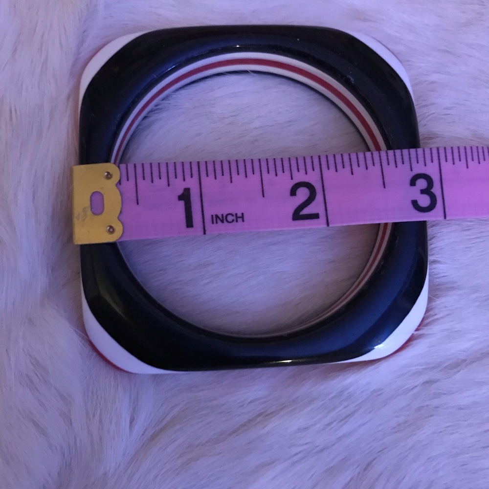 Square Striped Bakelite Style Bangle Vintage Look - image 4